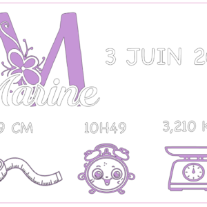 cadeau-naissance-cadre-personnalise-lydie Cadre de naissance