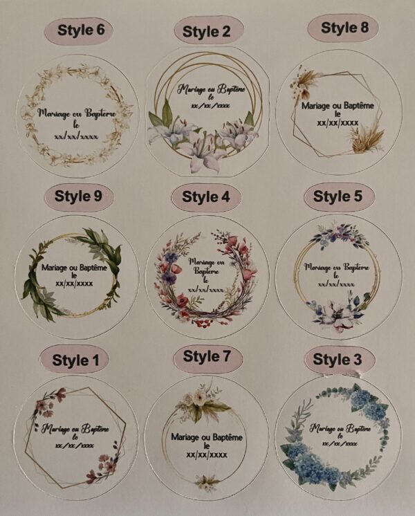 Etiquettes mariage ou baptême