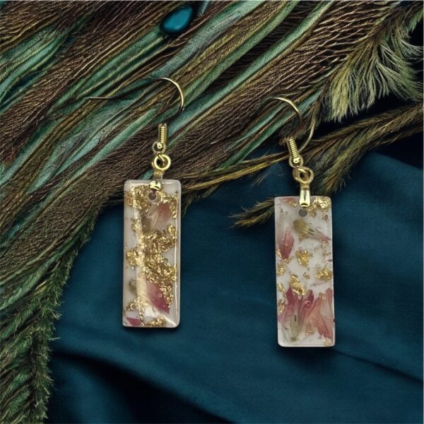 boucle-oreille-rectangle-personnal-artisanal-lydie-pas-cher16 Boucles d'oreilles R14 fleur et feuilles d'or blanche